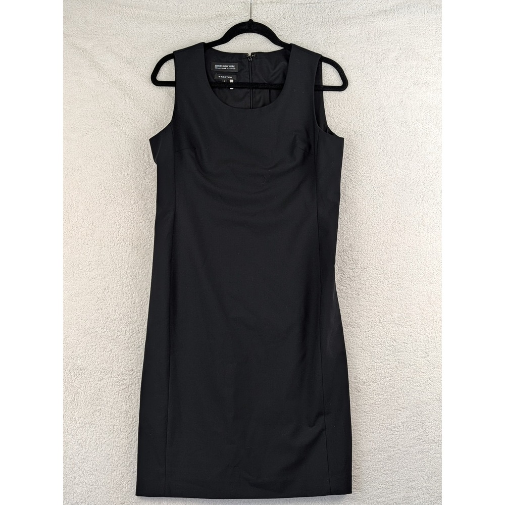 Jones New York Collection Platinum Black Stretch Sleeveless Sheath Dress Size 8